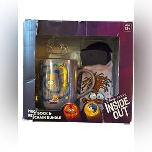 Disney Pixar Inside Out Mug, Sock & Keychain Bundle - Purple